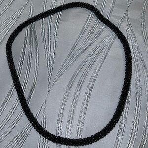 Vintage Hand Crafted Black Beaded Necklace